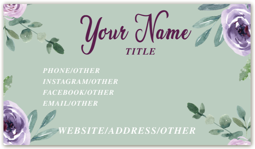 Floral - Business Card Template - One Side