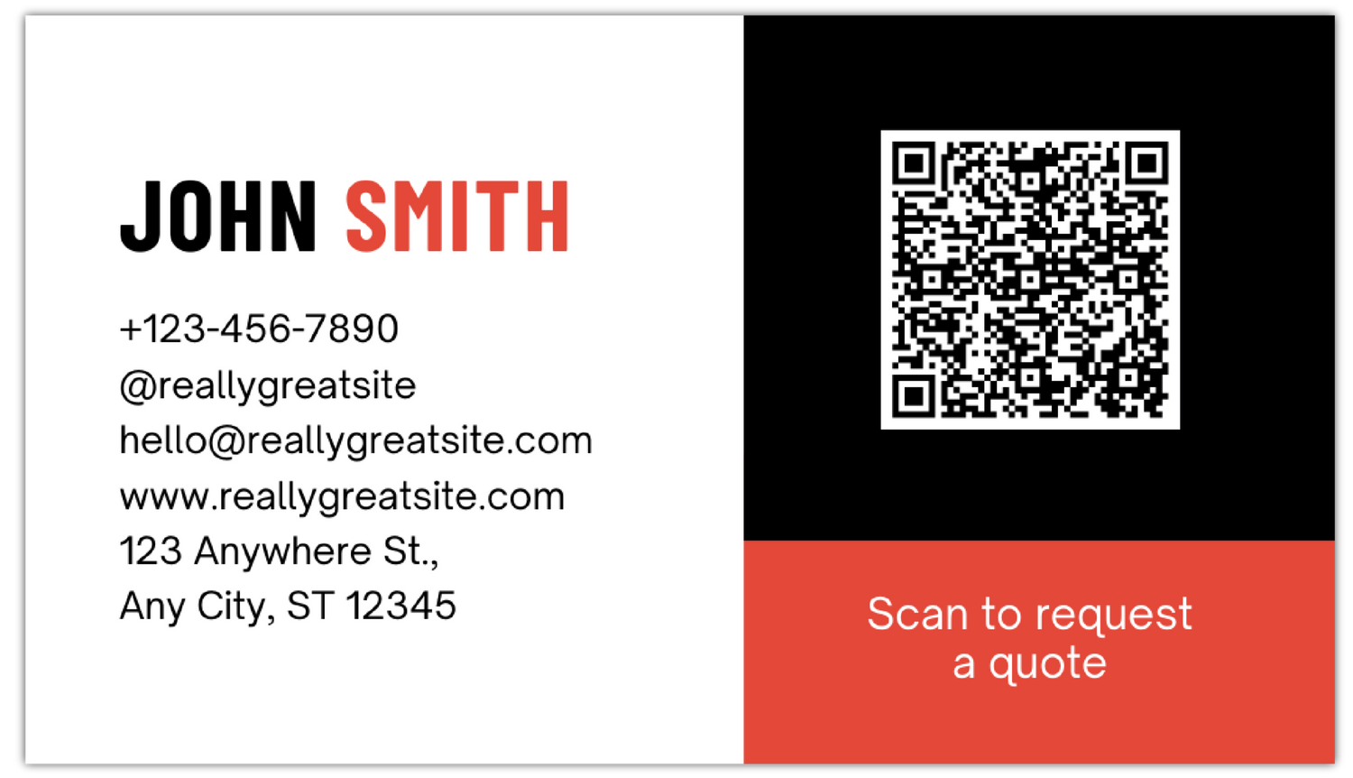 QR Red - Business Card Template - One Side
