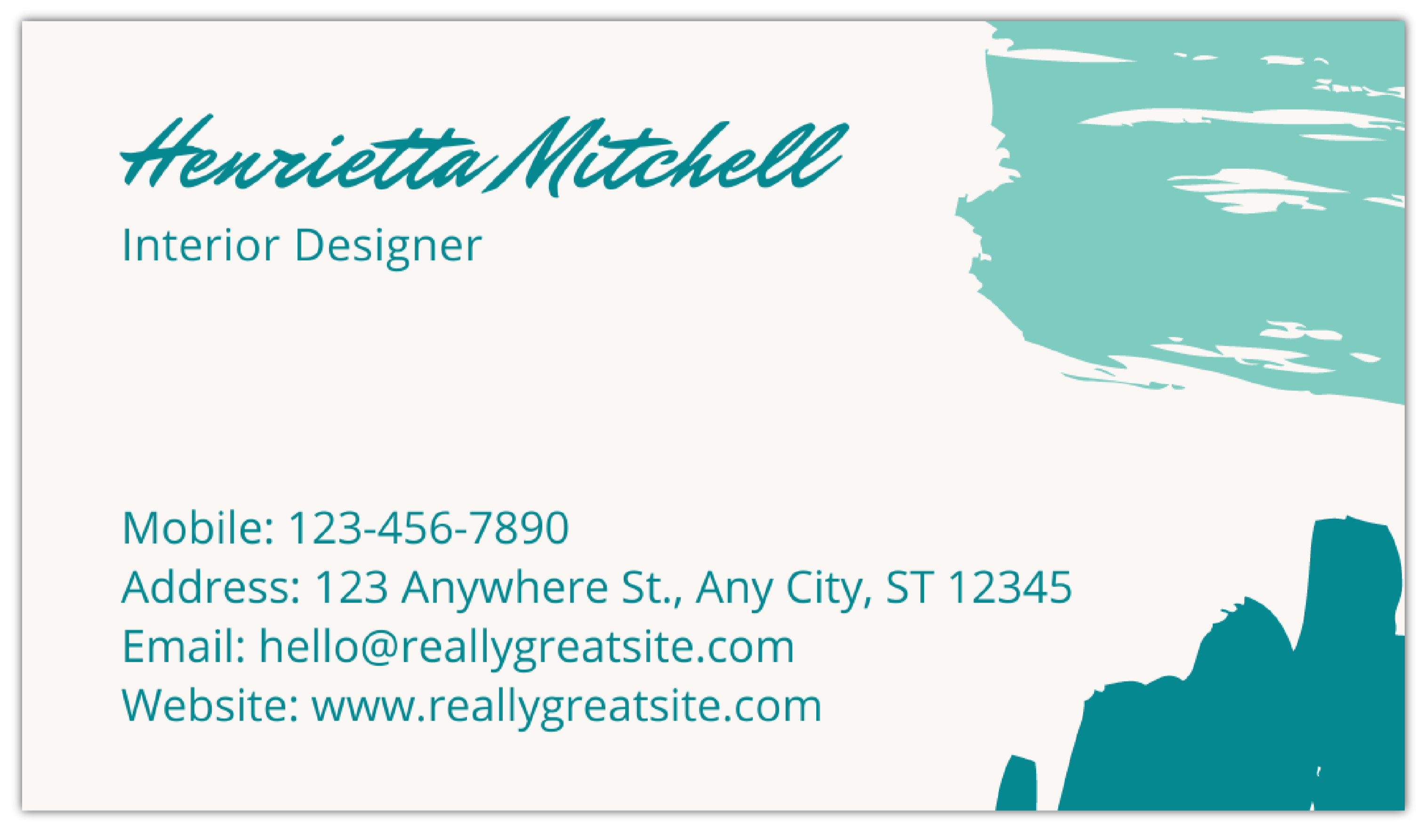 Teal Paint - Business Card Template - One Side