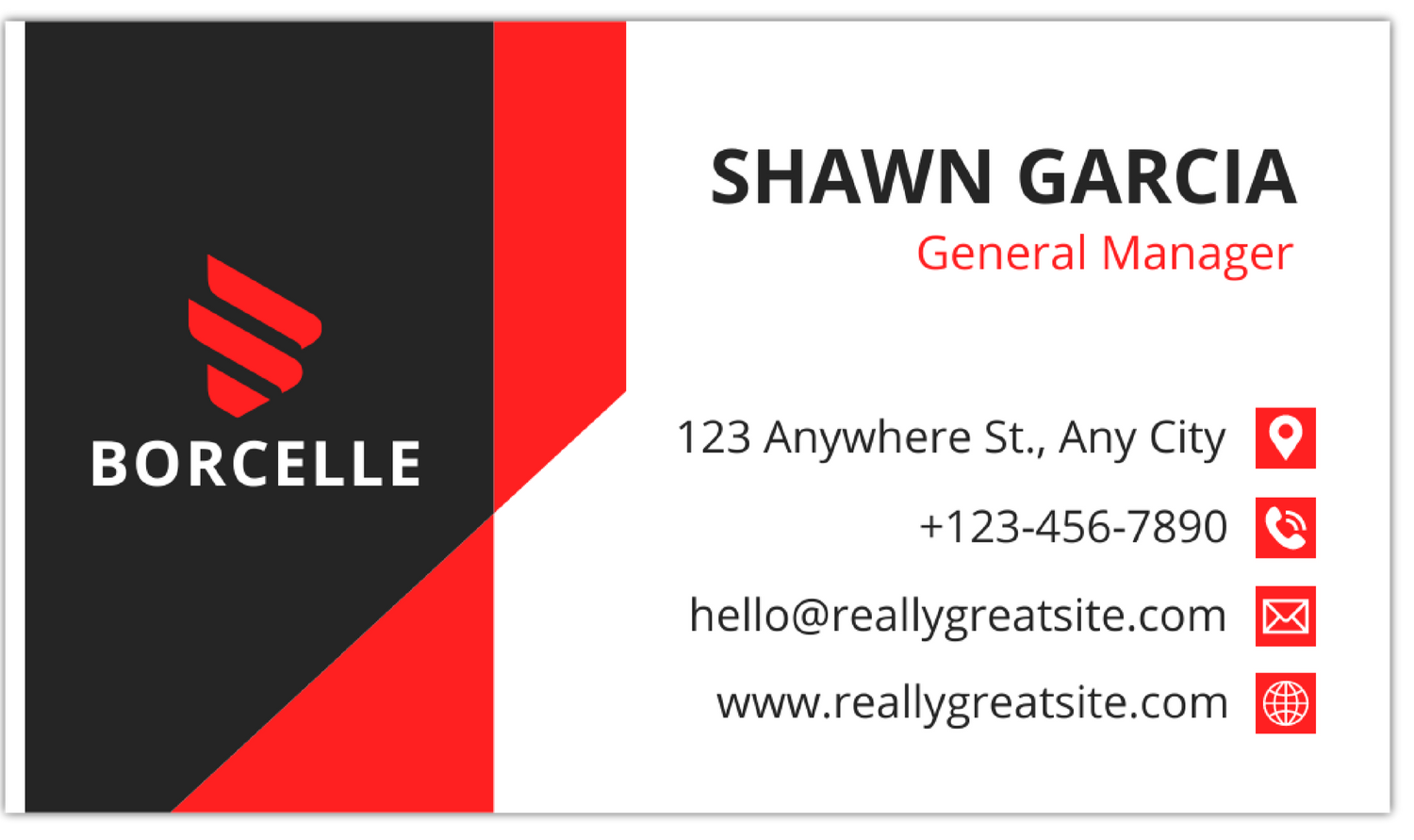 Red Generic - Business Card Template - One Side