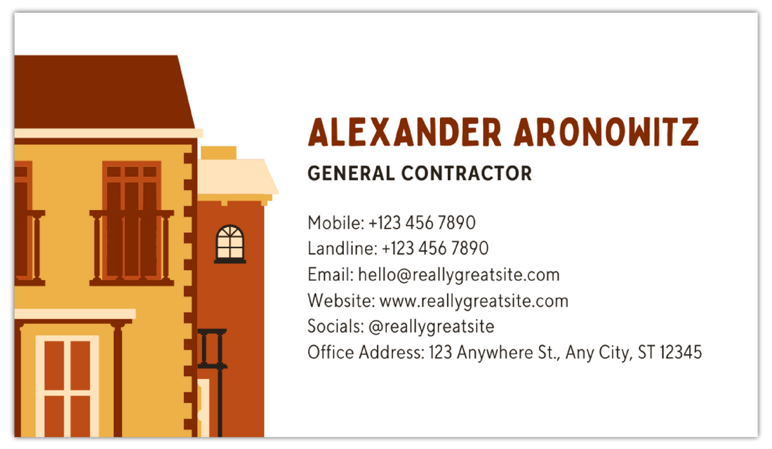 Building Yellow Orange - Business Card Template - One Side