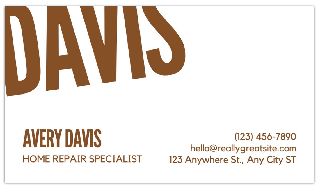 Big Name - Business Card Template - One Side