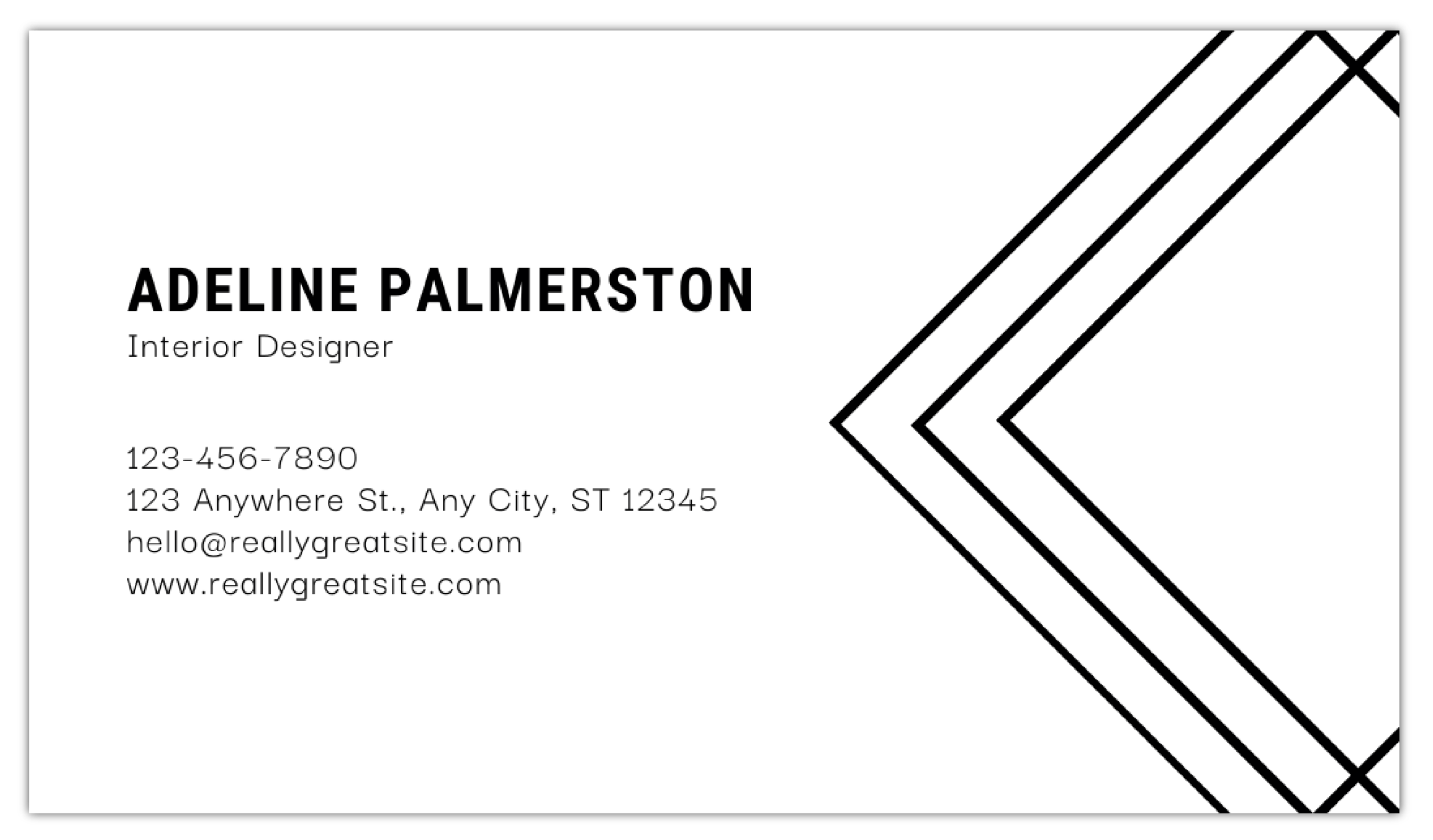 Black White Geo Lines - Business Card Template - One Side